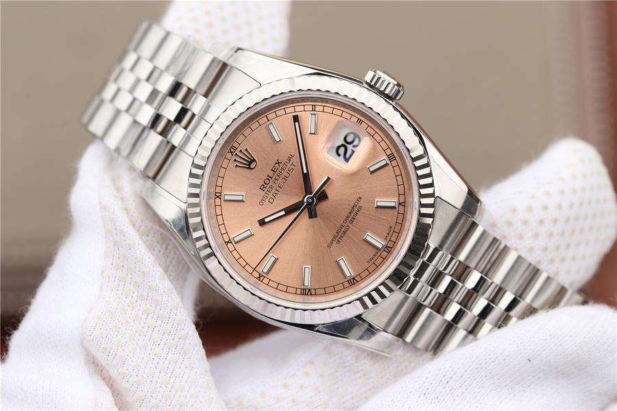AR廠勞力士日誌型116234腕錶副本 粉色盤￥4380
