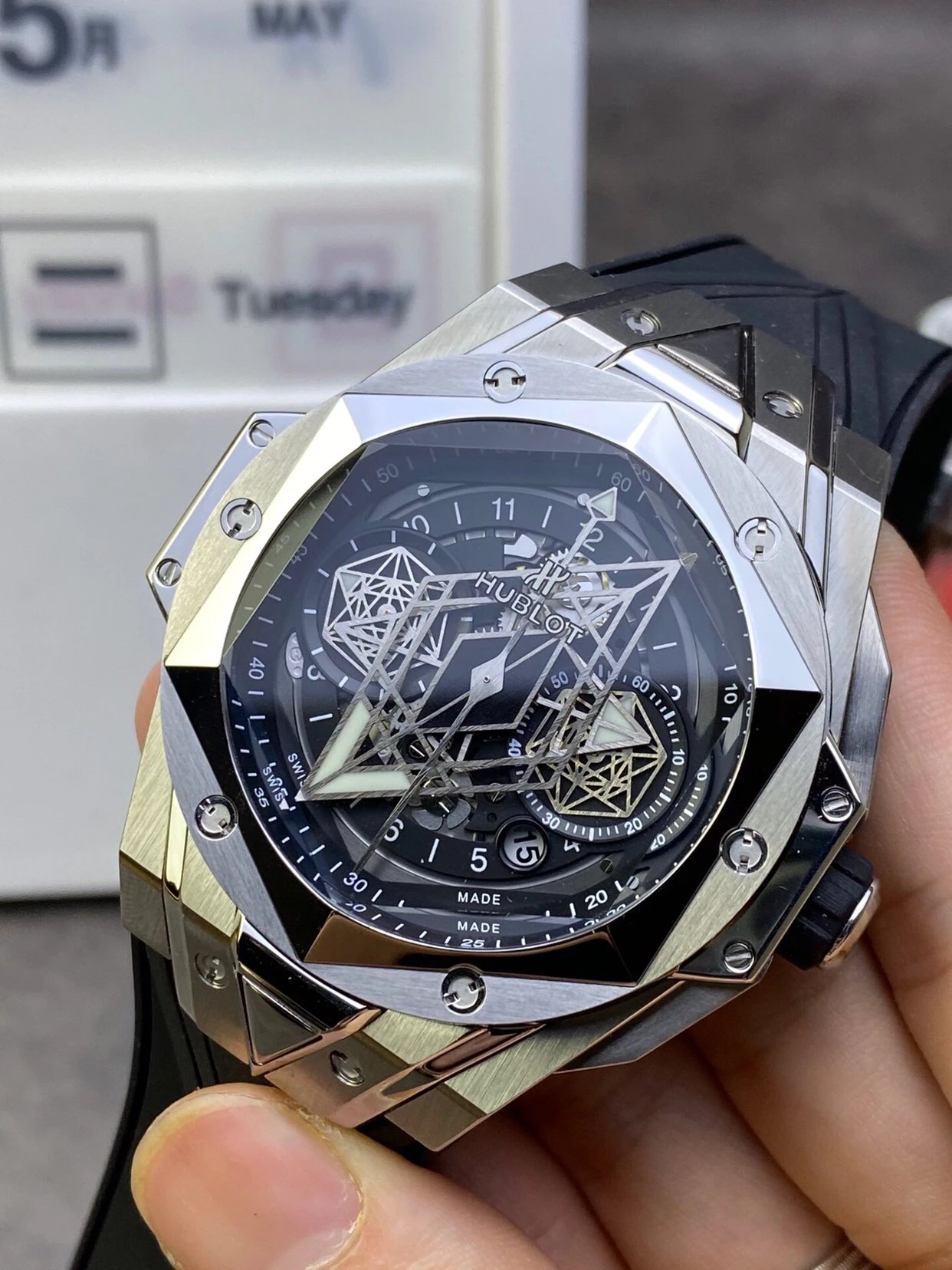復刻宇舶BigBang刺青腕錶男士全自動機械手錶天然橡膠錶帶￥5880