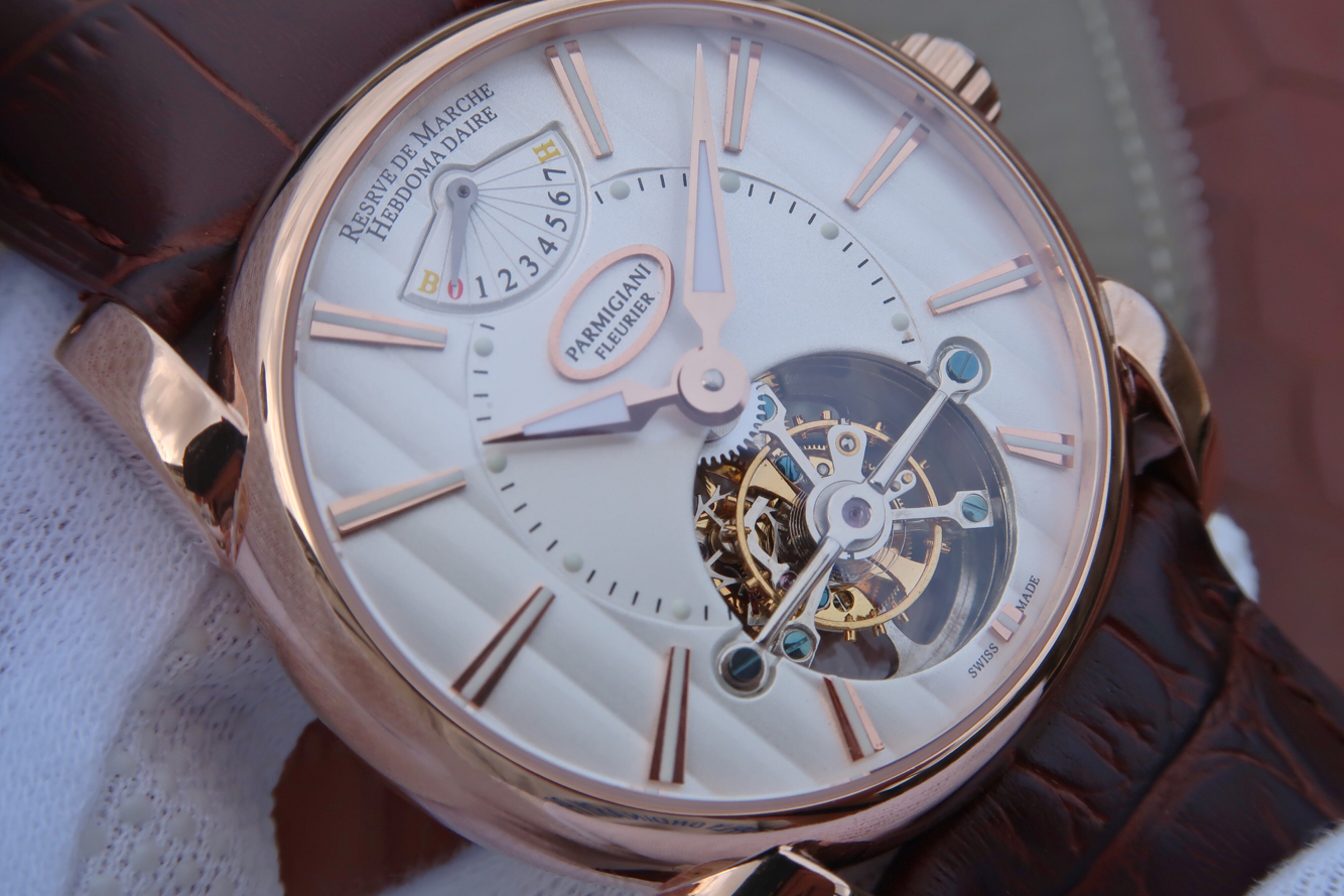 BM帕瑪強尼Tonda繫列PFH251腕錶，海鷗真陀飛輪。AISI316L精鋼錶殼鍍金男士手錶￥5480