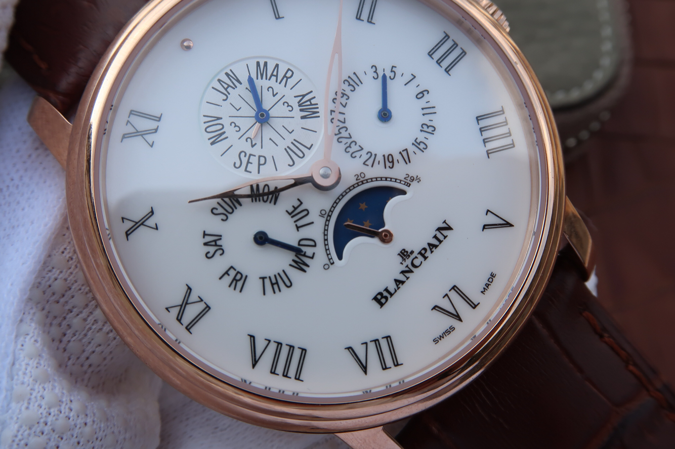 N寶珀VILLERET繫列6659-3631 月份，星期，日歴，月相，均為真實功能萬年歴男士腕錶￥3880