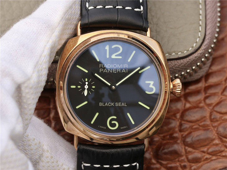 沛納海BLACKSEAL575親民版手動機械鍍金真皮錶帶男士腕錶￥3480