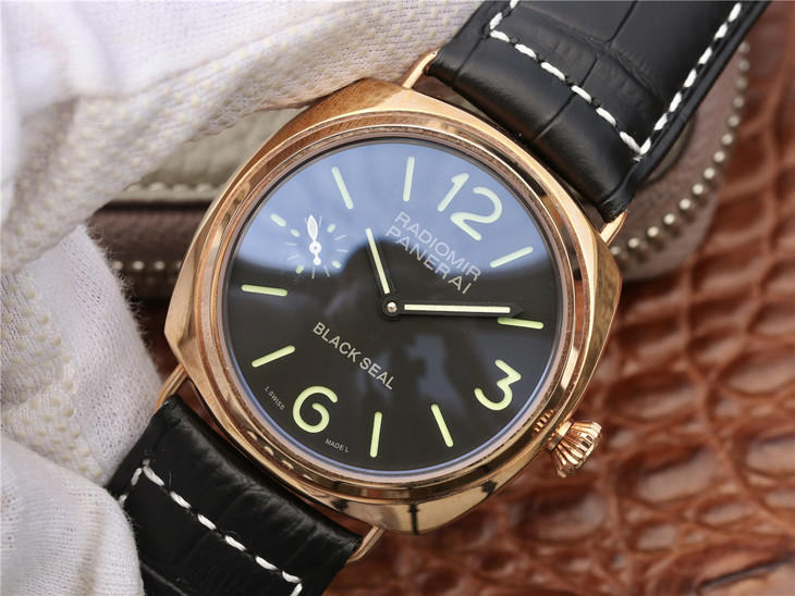 沛納海BLACKSEAL575親民版手動機械鍍金真皮錶帶男士腕錶￥3480