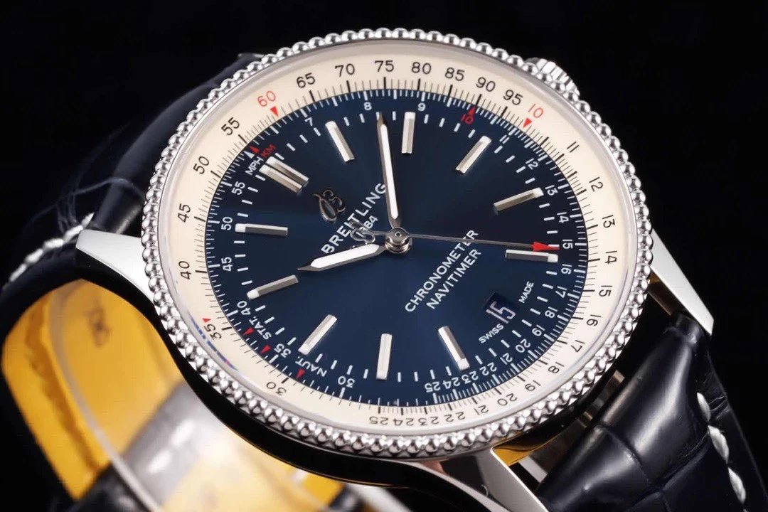 TF廠百年靈航空計時繫列41mm男士皮帶機械腕錶 藍面￥3480