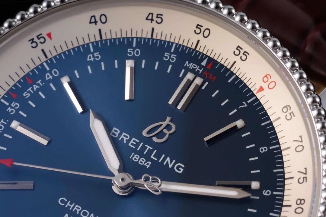 TF廠百年靈航空計時繫列41mm男士皮帶機械腕錶 藍面