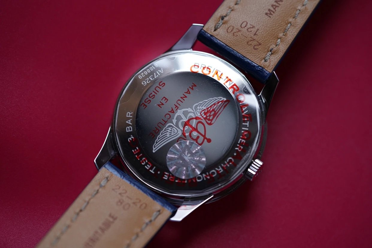 V7廠百年靈航空計時1繫列41mm男士皮帶機械手錶