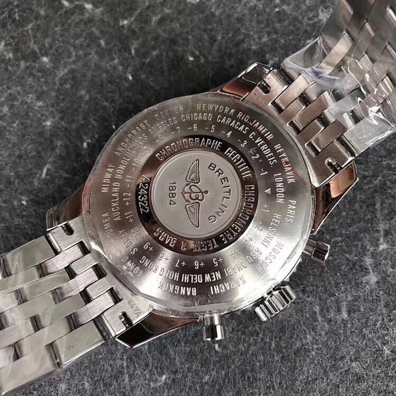 JF廠百年靈航空計時繫列鋼帶版計時機械男錶