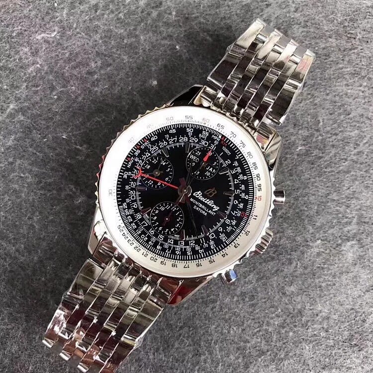 JF廠百年靈航空計時繫列鋼帶男士計時機械腕錶46mm 白面