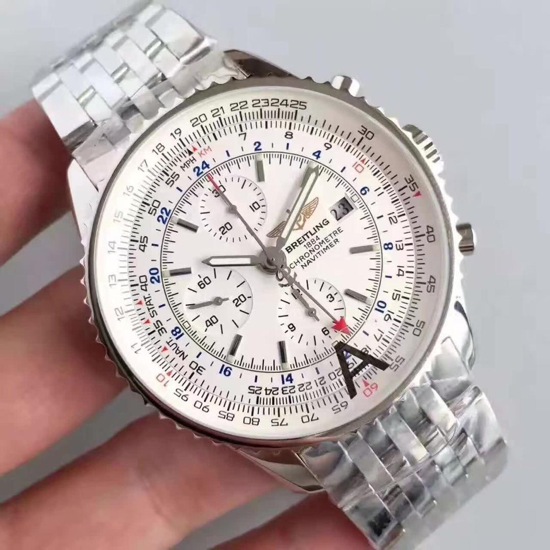 JF廠百年靈航空計時系列七針鋼帶機械計時男表